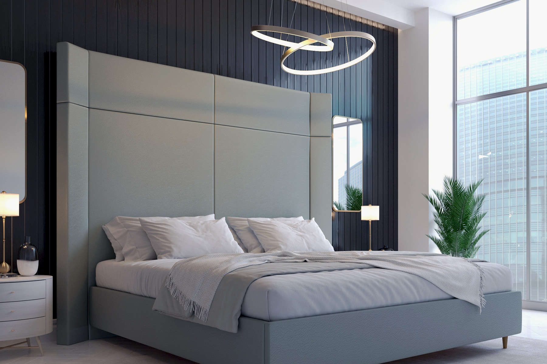 Photorealistic bedroom interior rendering